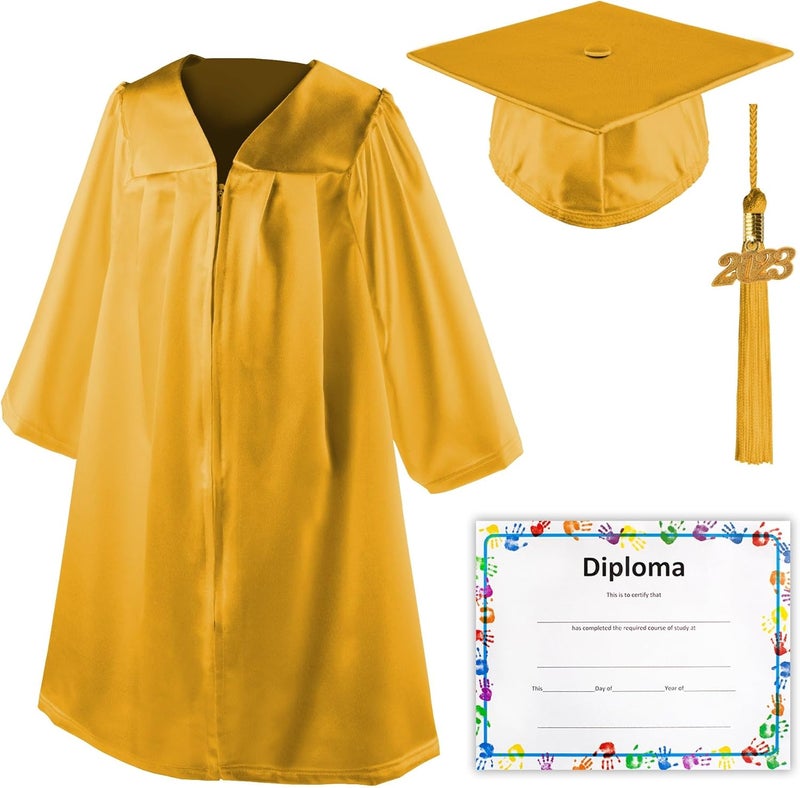Class Act Graduation Shiny Kindergarten Preschool Graduation Cap & Gown with Matching Tassel and Diploma Certificate - Image 4
